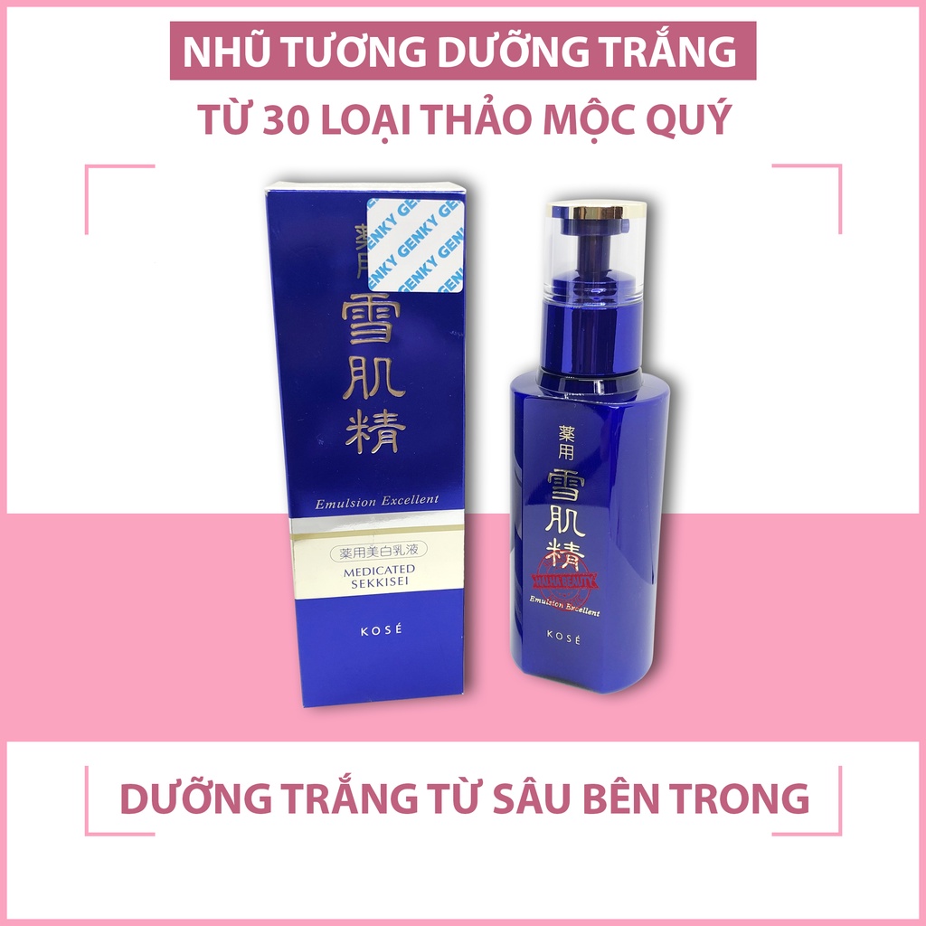 Nhũ tương dưỡng trắng da cao cấp Kose Medicated Sekkisei Emulsion Excellent (140ml)