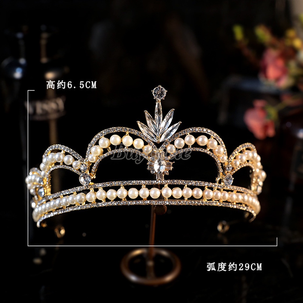 Băng Đô Vương Miện Đính Đá Và Ngọc Trai Nhân Tạo Thời Trang