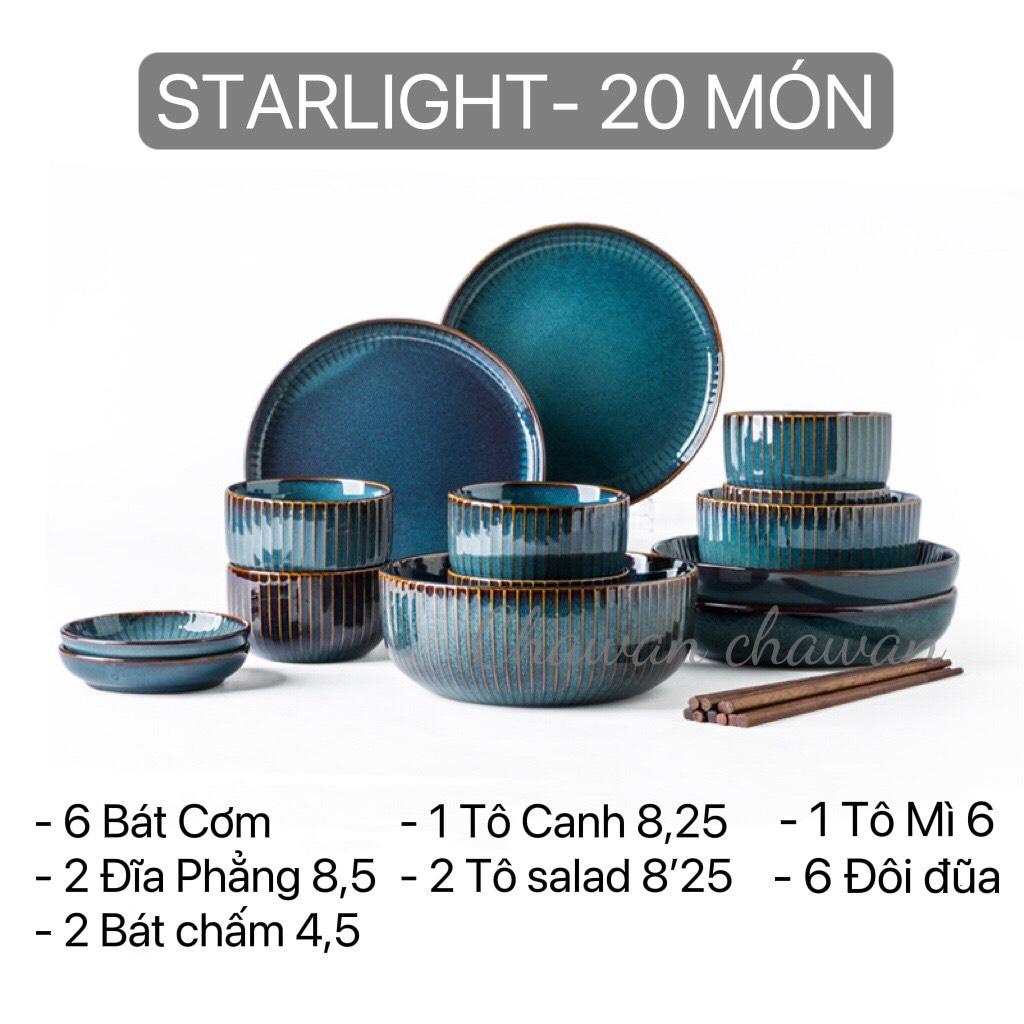 Set bát sứ cao cấp hỏa biến xanh ngọc Starlight thương hiệu IJARL phong cách Bắc Âu- S26 CÓ HỘP QUÀ