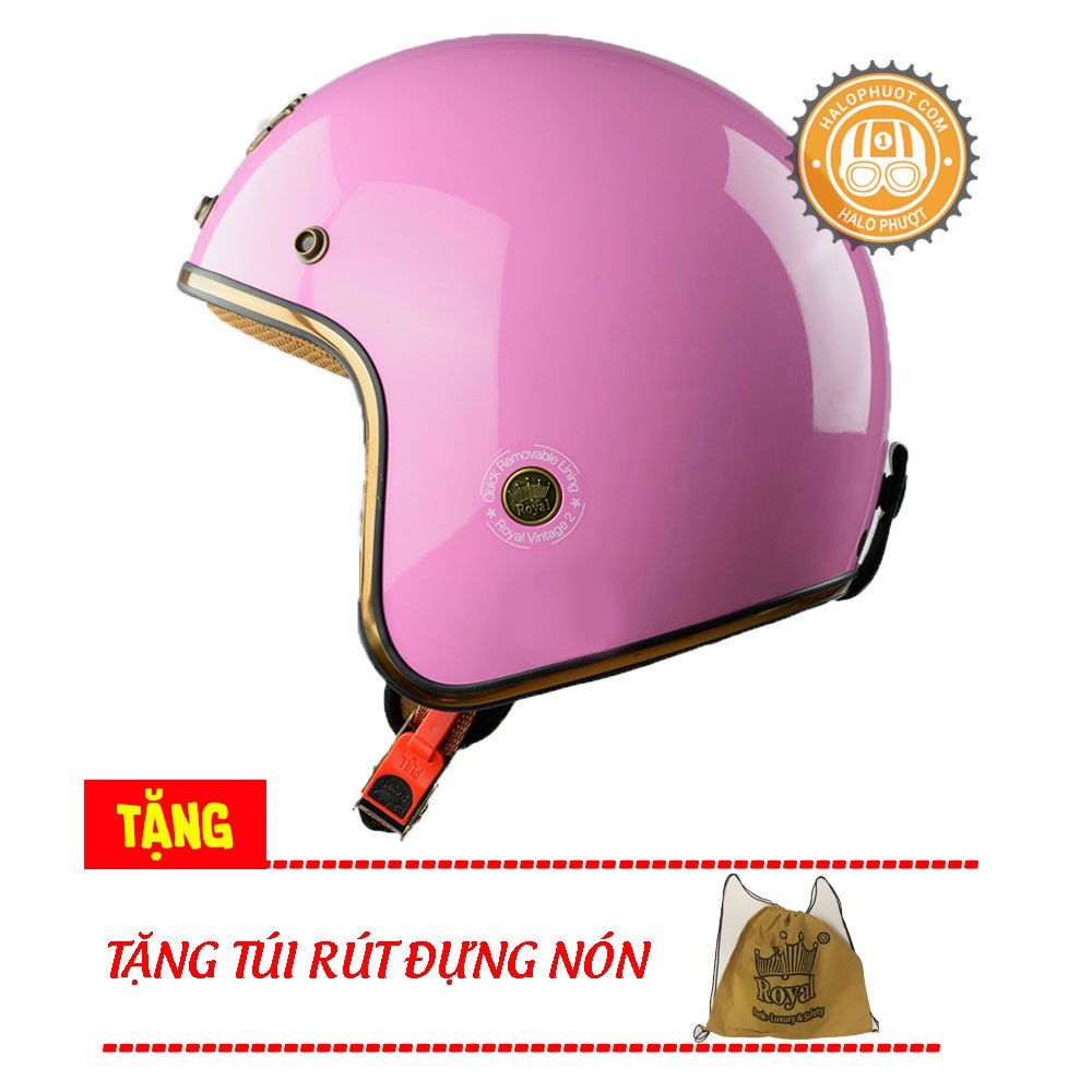Nón bảo hiểm 3/4 Luxury Royal M20C Hồng Bóng