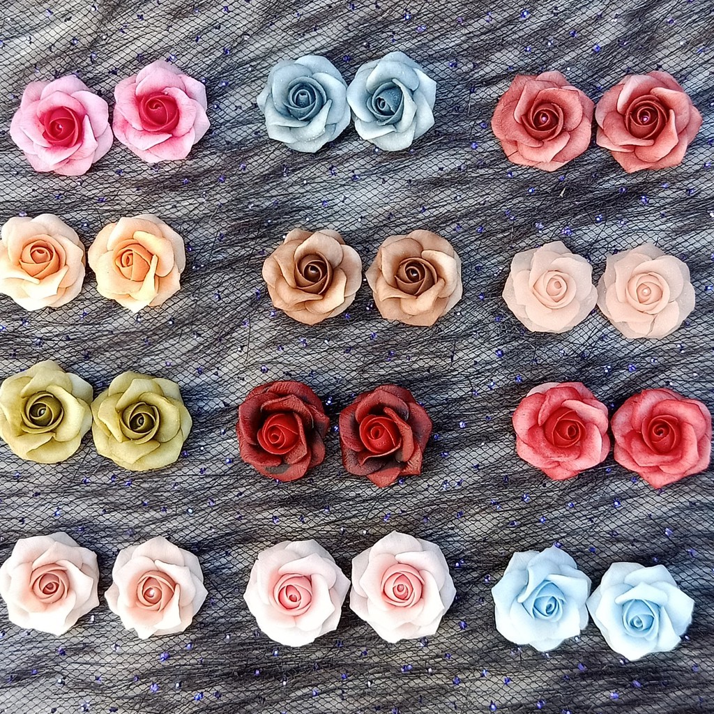 Hoa hồng - Hoa bột đính móng HH09