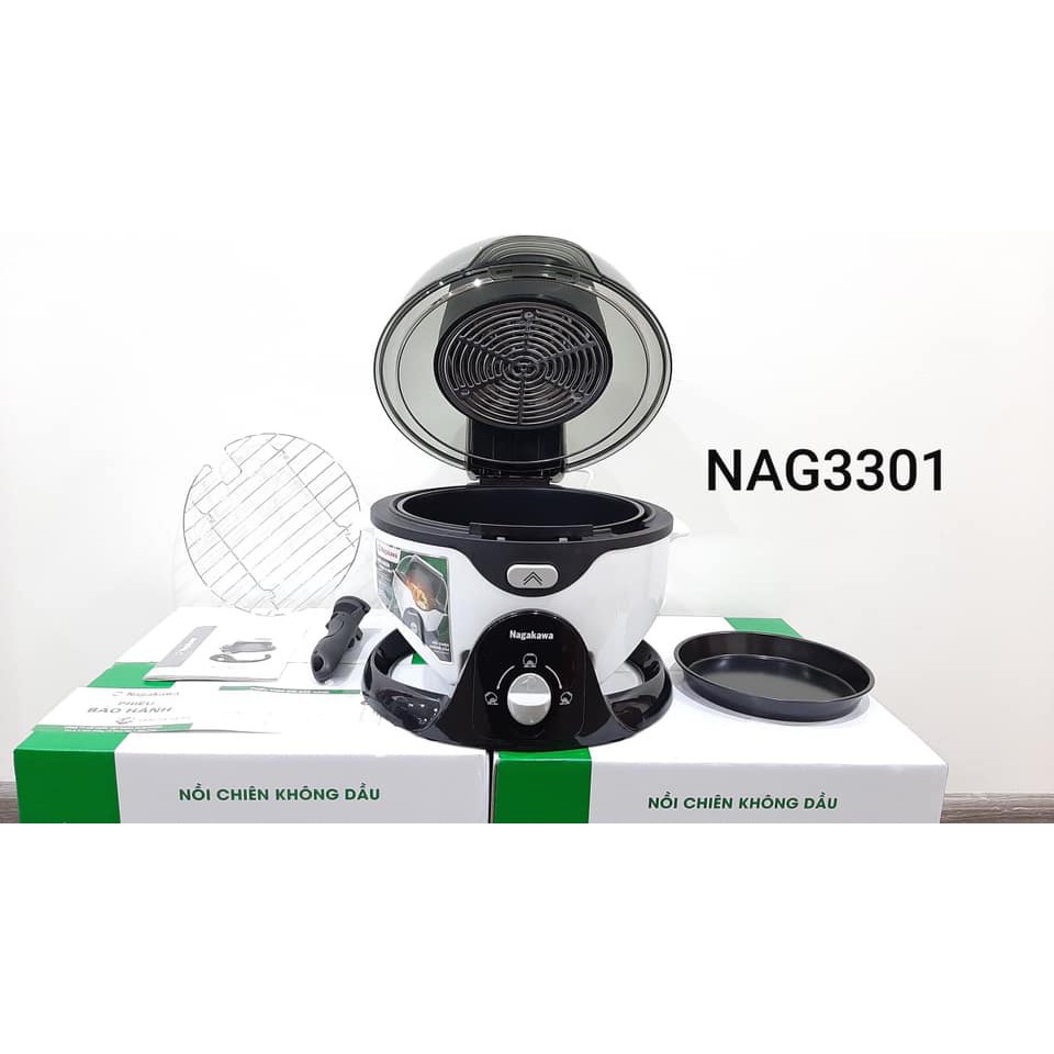 Nồi chiên không dầu 6 lít xoay 360 độ Nagakawa NAG3301