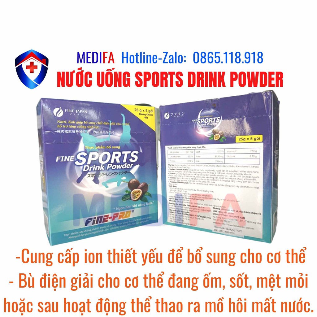 Nước uống bù điện giải SPORTS Drink Powder, hộ trợ tăng cường sinh lực, Fine Sports Drink Powder - Fine Japa
