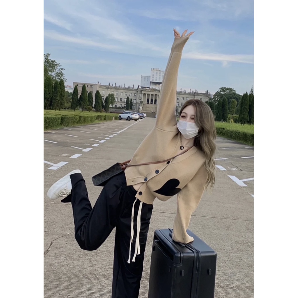 Áo Len Tay Dài Cổ Chữ V Thời Trang Phong Cách Hàn Quốc Cho Nữ