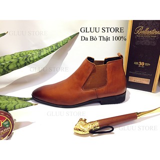 Chelsea Boot Da Thật Nâu Đậm