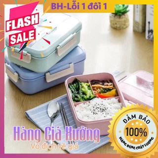 🔥hộp đựng cơm lúa mạch 3 ngăn kèm thìa đũa inox