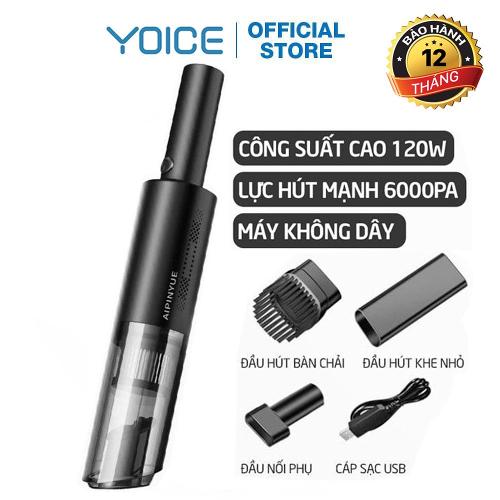 Máy hút bụi giường nệm sạc pin không dây YOICE AIPINYUE công suất 120W, lực hút: 6000PA siêu mạnh - hút được bụi mịn