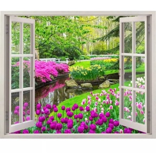 Tranh Dán Tường Cửa Sổ 3D VTC VT0184- KT:110x90cm