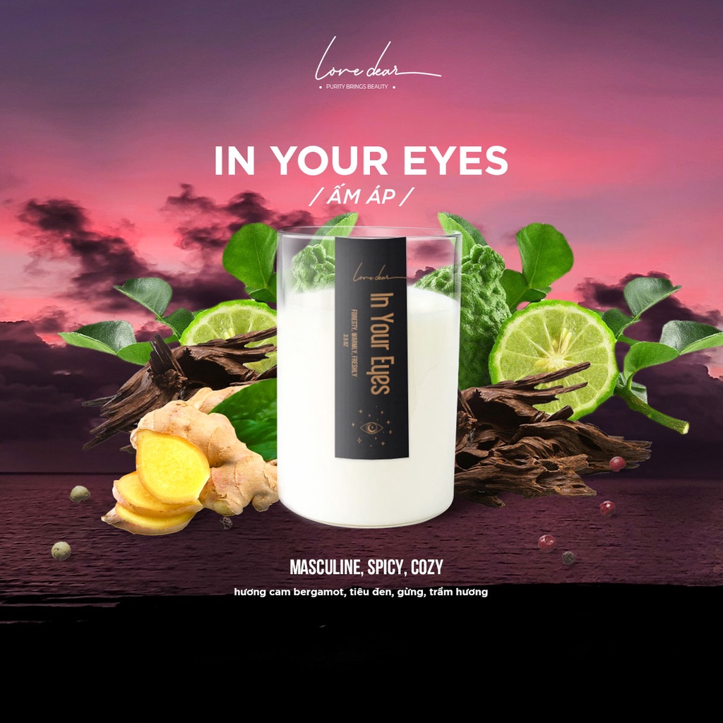 Nến Thơm LoveDear In Your Eyes Từ Tinh Dầu Thiên Nhiên và Sáp Cọ Cao Cấp - Trang Trí Decor 100g