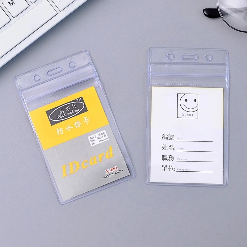 Bộ 5 Túi Đựng Thẻ Id Bằng Nhựa Pvc Trong Suốt Chống Thấm Nước