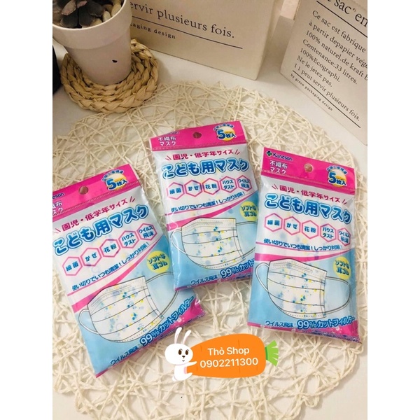 Khẩu trang kháng khuẩn cho bé Kaneson Nhật Bản (set 5 chiếc)