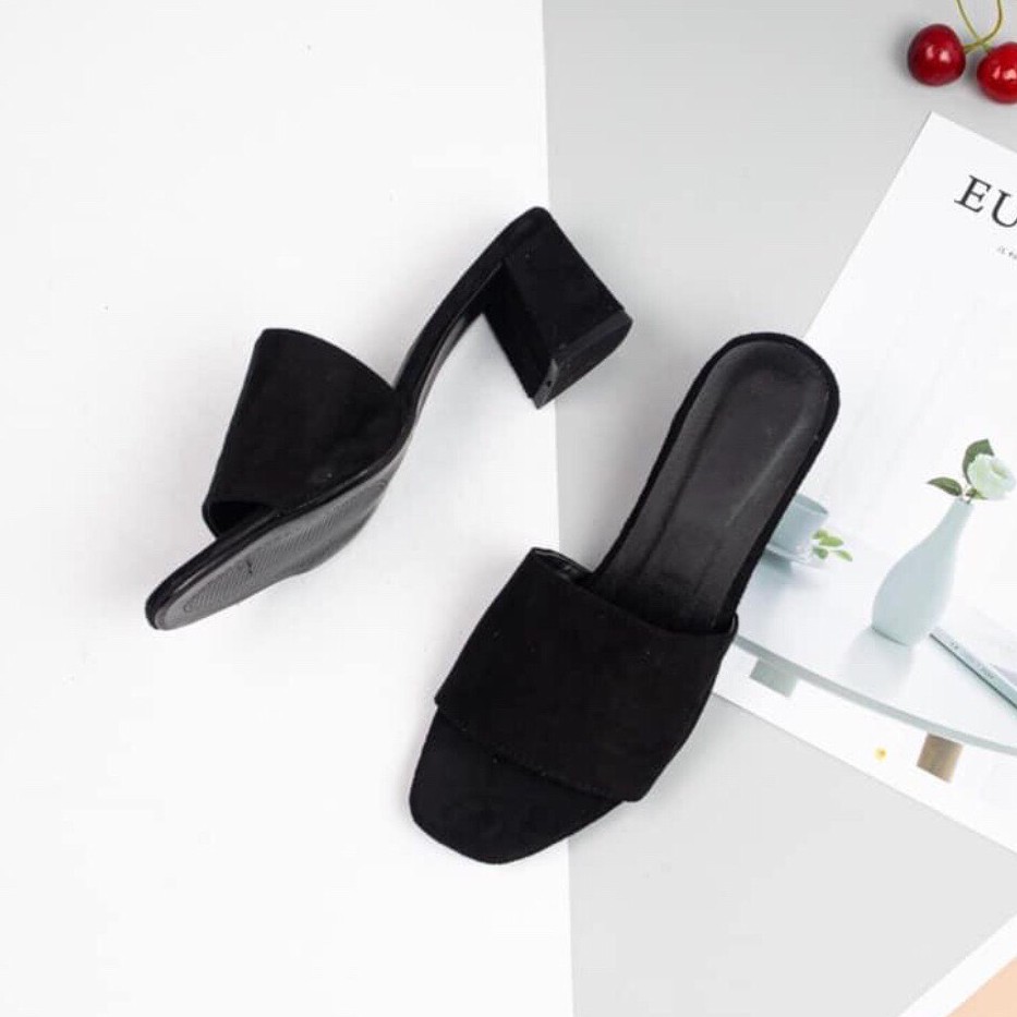 Dép nữ công sở  5cm - 7cm bản ngang to nhung  ANA