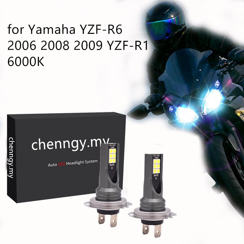 Bộ 2 Đèn Pha H7 Led Cho Xe Yamaha Yzf-R6 2006 2008 2009 Yzf-R1 6000k