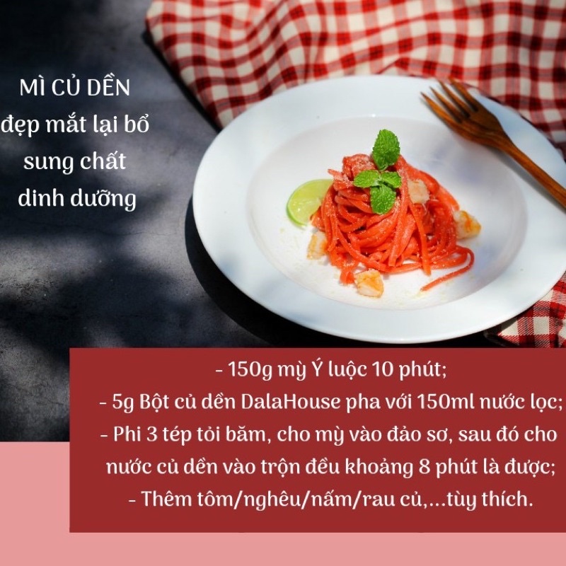 Hộp 20 gói bột củ dền sấy lanh nguyên chất Dalathouse hỗ trợ bổ máu - bột rau củ