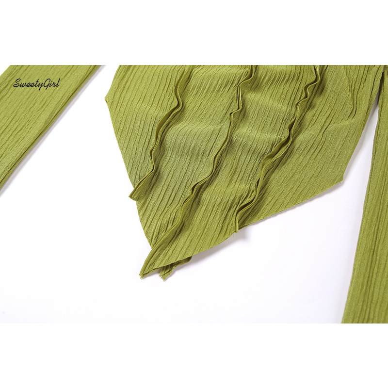 Áo croptop trễ vai tay dài dáng ôm màu trơn gợi cảm dễ phối đồ dành cho nữ