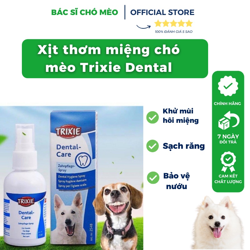 Xịt thơm miệng cho chó TRIXIE Dental Care Sạch răng, thơm miệng, hơi thở thơm mát dịu êm