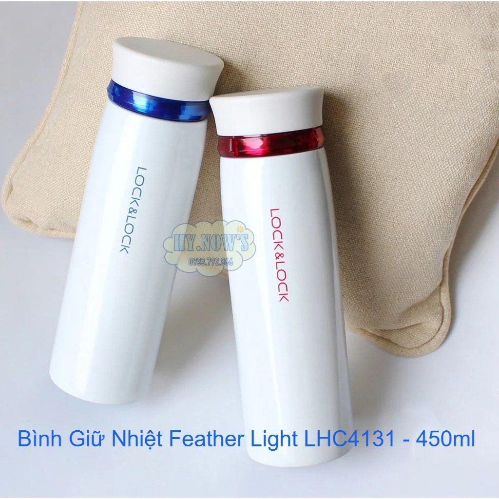 Bình Giữ Nhiệt LHC4131BW Lock&Lock Feather Light LHC4131WR (450ml) - Chính Hãng, Bằng Thép Không Gỉ, Có Lưới Lọc Trà