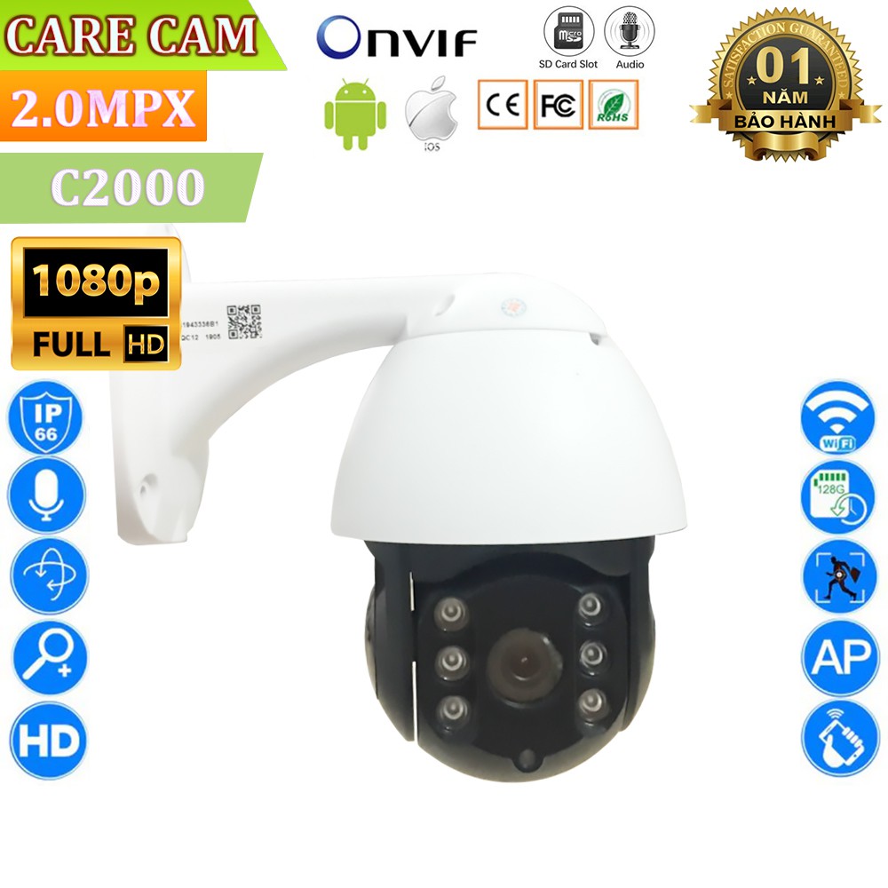 Camera Trong Nhà Ngoài Trời Full HD Siêu Nét Đàm Thoại 2 Chiều Care Smart Camera
