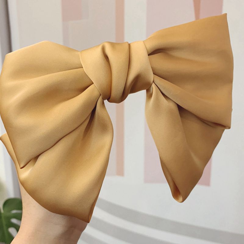 Kẹp Tóc Nơ Hai Lớp Bằng Satin Phong Cách Vintage Hàn Quốc