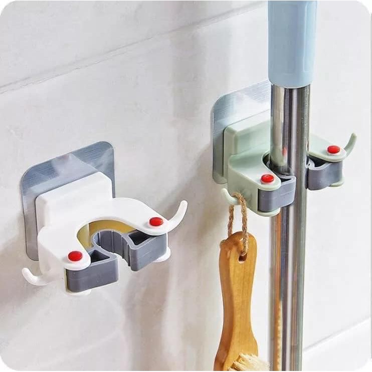 Combo 2 Móc Kẹp Chổi Dán Tường Siêu Dính Tiện Lợi
