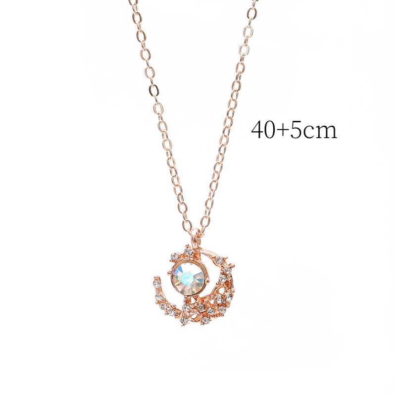 Vòng cổ kim loại mặt hình mặt trăng ngôi sao đính đá zircon đơn giản sáng tạo thời trang cho nữ