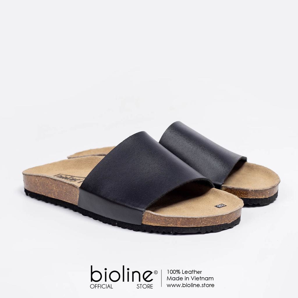 [DA BÒ THẬT] D05-Dép đế trấu BIRKEN da bò thật quai ngang Birken Bioline Unisex (Đế trấu)