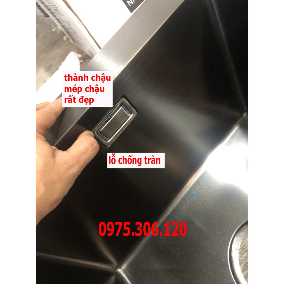 Chậu Rửa Chén Bát CAO CẤP PHỦ NANO CHỐNG TRẦY N5 8245 A1 và Rổ Đa Năng đựng trái cây và bộ xả chậu