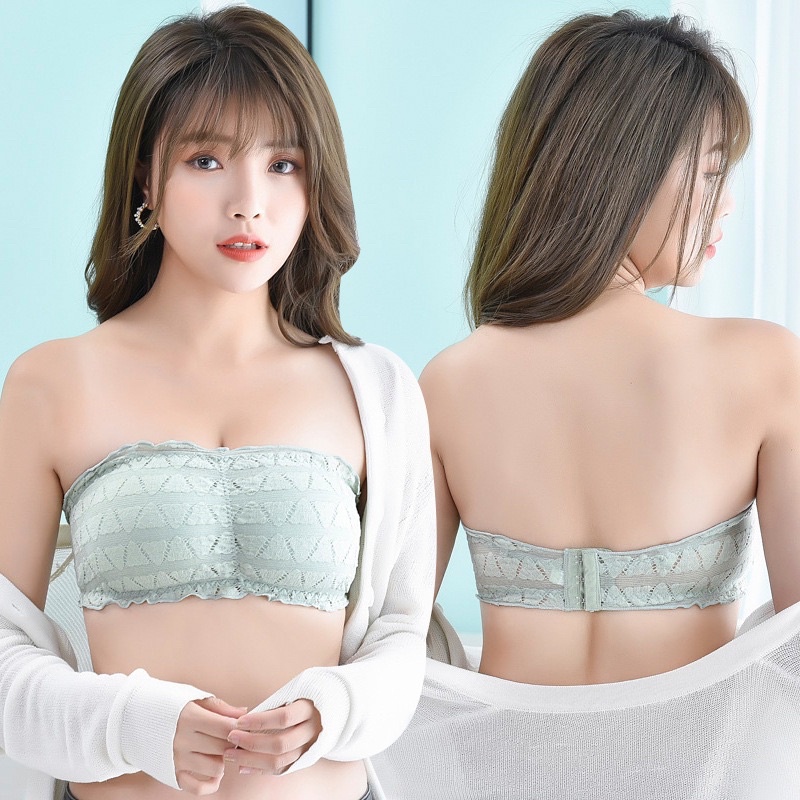 [Xả - dọn kho] Áo bra áo ngực không dây cotton len tăm vân hoa siêu đẩy ngực chống tụt Pasana0070