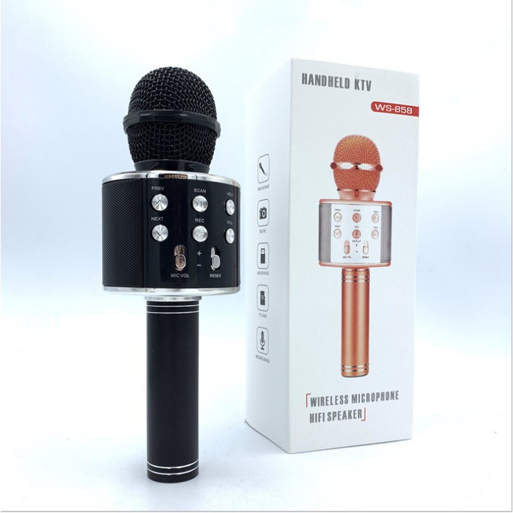 Mic hát karaoke không dây Loa Bluetooth với âm thanh ấm cầm tay mini hay nhất hiện nay [ws858]