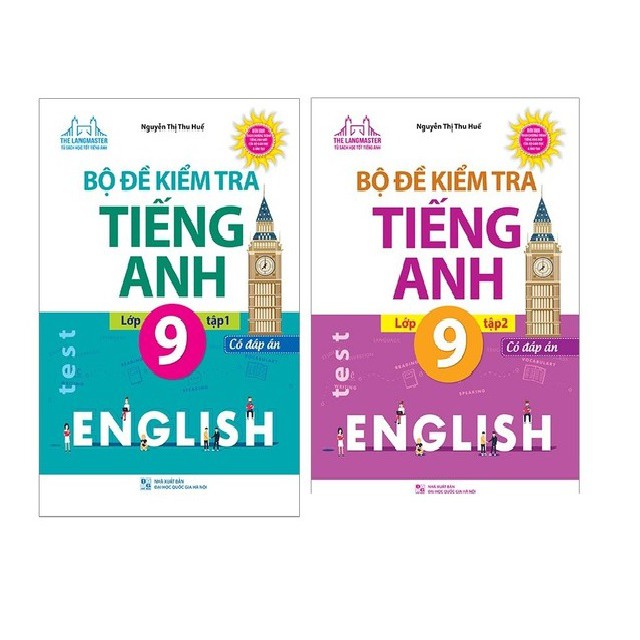 Sách - Combo Bộ đề kiểm tra tiếng Anh lớp 9 tập 1+ 2 Có đáp án