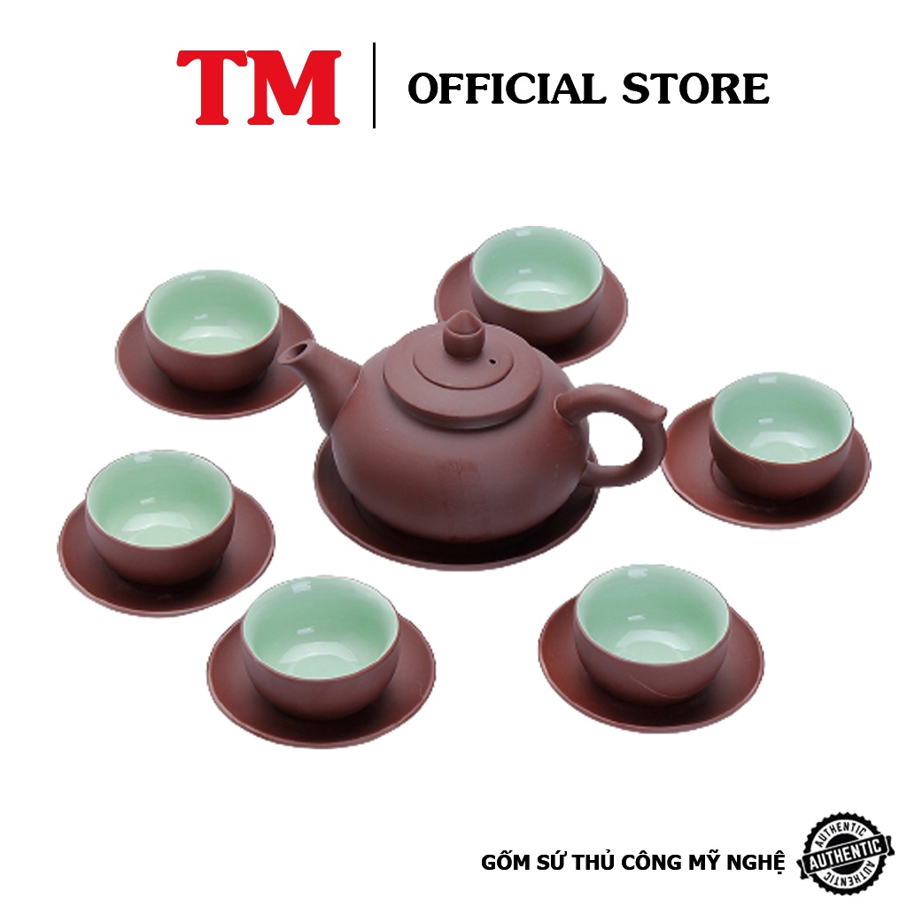 Bộ ấm chén pha uống trà Xưởng Gốm TM Bát Tràng - Dáng chóp 400ml