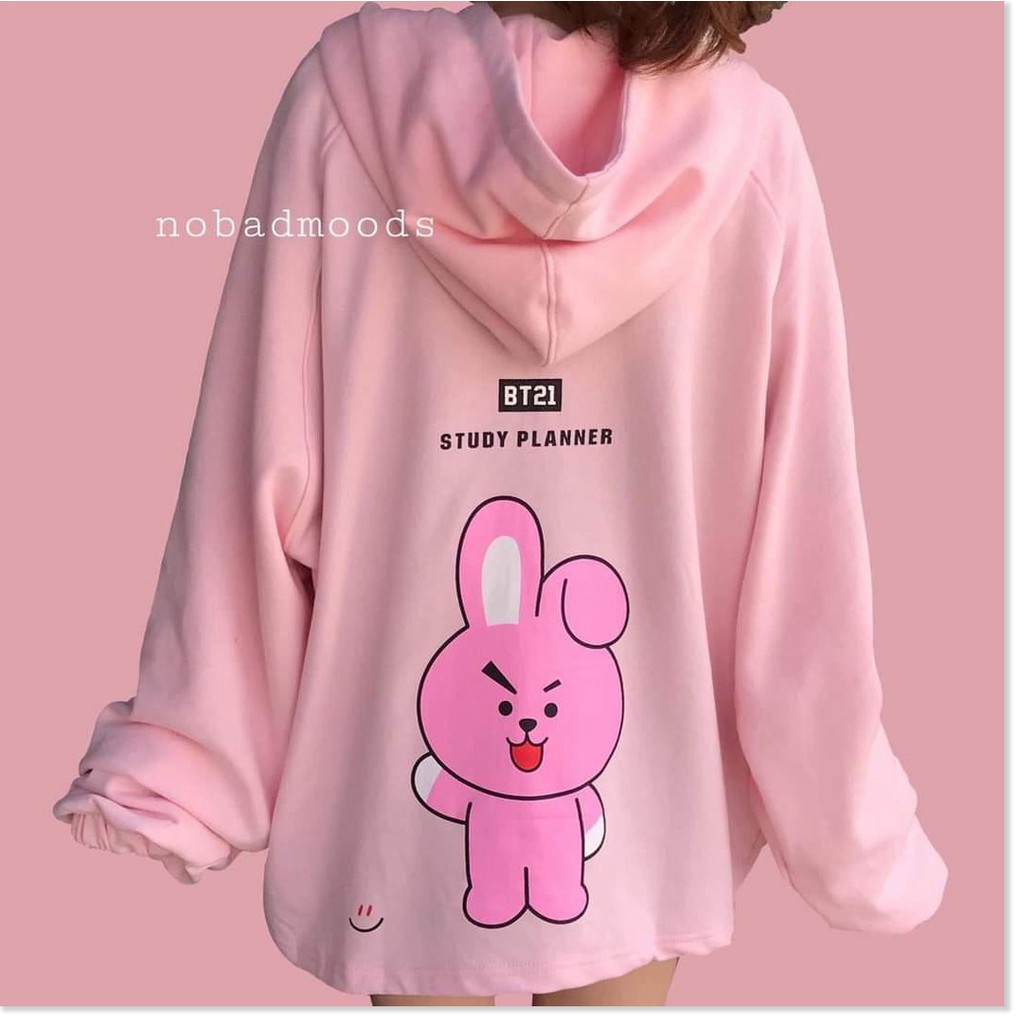 Áo khoác hoodie nữ thun nỉ form rộng có dây kéo BT21 | BigBuy360 - bigbuy360.vn