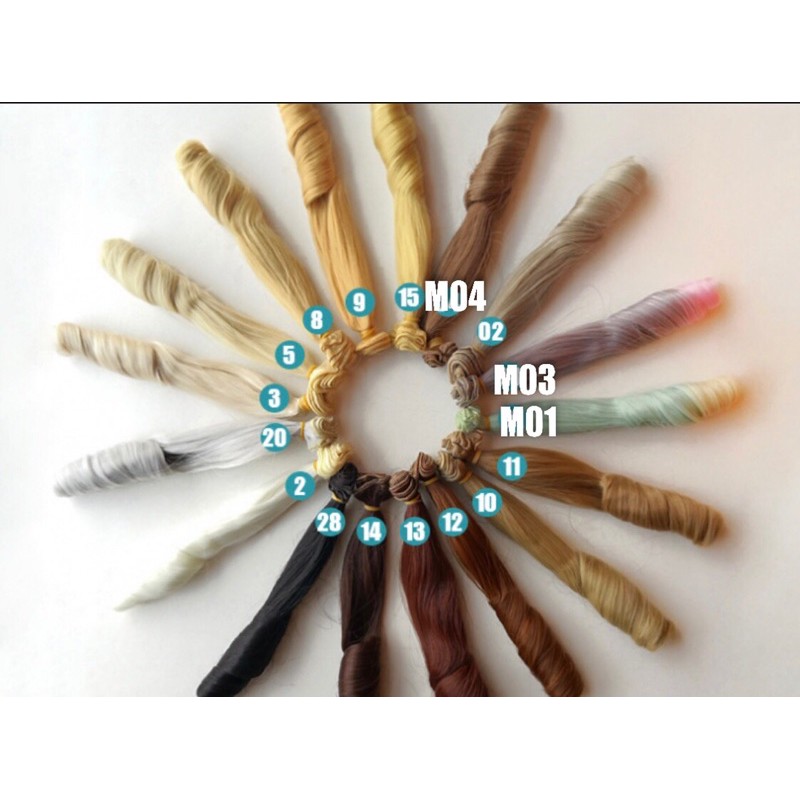TH- Tép tóc uốn lọn đuôi 20cm làm tóc giả wig cho búp bê