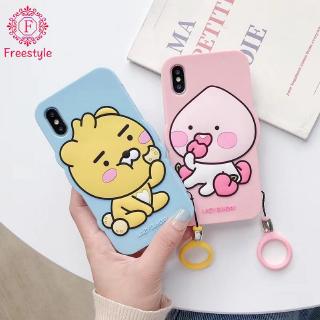 Ốp lưng dẻo hình quả đào có nhẫn đỡ cho Iphone 11 Pro 8 Plus 6plus 6s 7plus Xs max