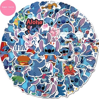 Stickers hoạt hình Stitch Disney tuổi thơ 2 kích thước 50 miếng không thấm nước