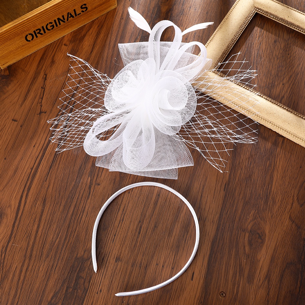 Mũ Lưới Đính Ngọc Trai Và Lông Vũ Mới Cho Nữ