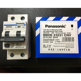 Cầu dao chống giật Panasonic 2 cực, dòng quá tải 32A, dòng cắt 30mA