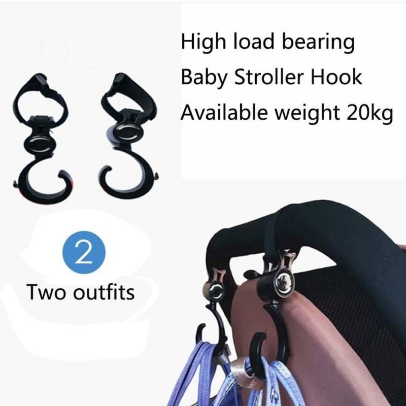 Bộ 2 móc treo đồ gắn xe đẩy em bé xoay 360 độ