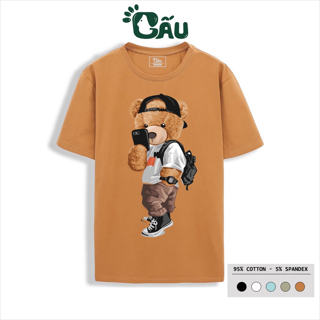 Áo thun nam GẤU 194 Gấu Teddy Hiphop Ngầu cổ tròn tay ngắn vải coton co dãn, dày dặn, form regular fit - Gấu Cực Ngầu