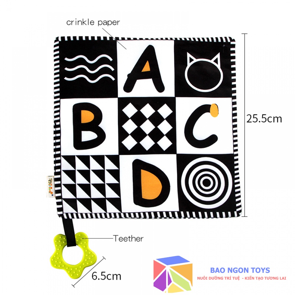 TRANH VẢI TRẮNG ĐEN, ĐA MÀU SẮC GIÚP KÍCH THÍCH THỊ GIÁC VÀ VẬN ĐỘNG TINH CHO BÉ TỪ 0 THÁNG - BAO NGON TOYS