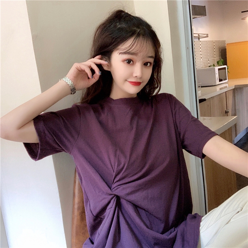 SUXI Áo Thun Tay Ngắn Dáng Rộng Phong Cách Hàn Quốc Cho Nữ