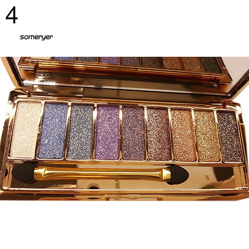 Bảng phấn mắt 9 màu nhũ kim tuyến có cọ trang điểm
