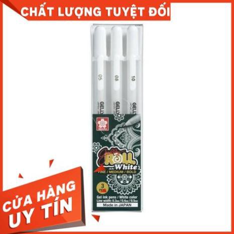 Bộ 3 bút trắng gelly roll kèm hộp, GELLY ROLL WHITE SET 3 PCS