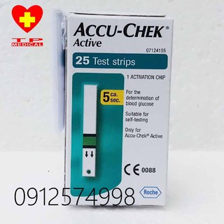 QUE THỬ ĐƯỜNG HUYẾT ACCU-CHECK ACTIVE hộp 25-50 que- Hàng chuẩn check dc mã code