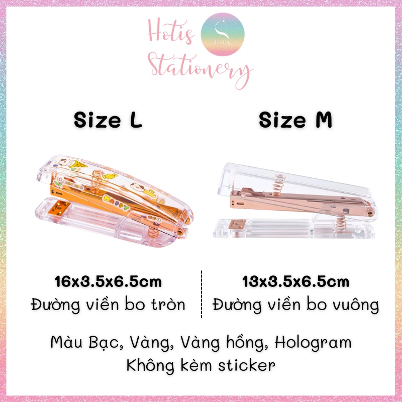 Bấm kim trong suốt 4 màu hottrend sang trọng dùng decor bàn học, bàn làm việc