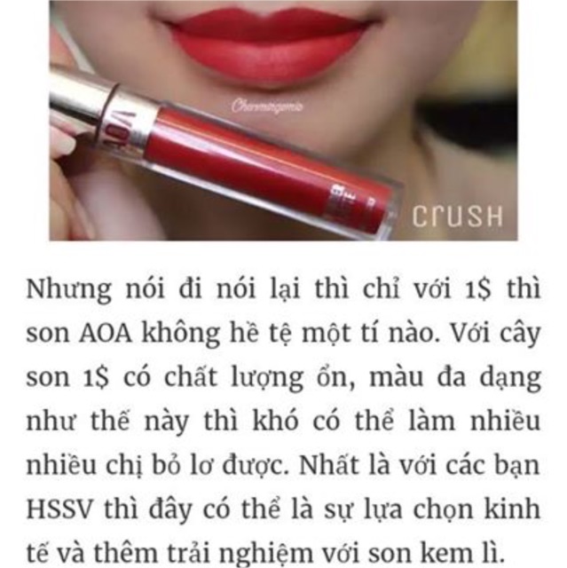 {XẢ HÀNG}Son kem lì AOA Mỹ | Thế Giới Skin Care