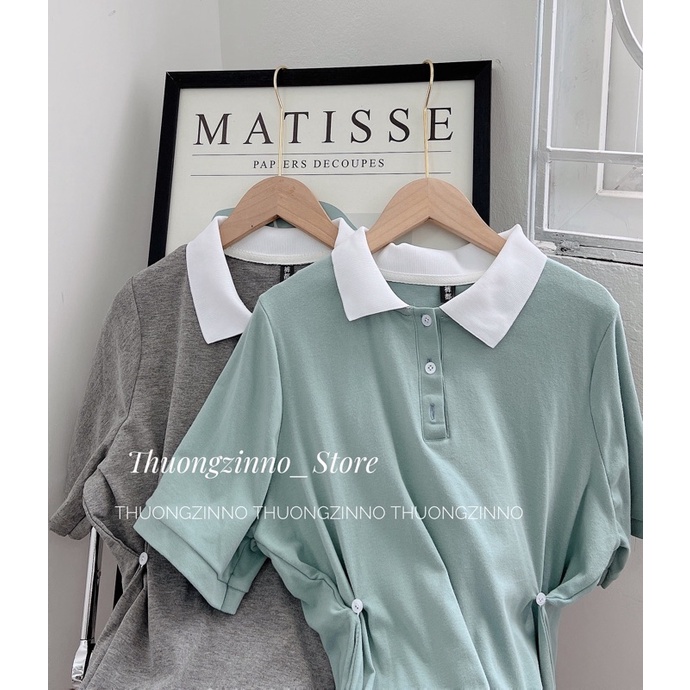[Ảnh thật/Video] VÁY POLO CÀI EO HOT ĐỈNH Đầm polo dáng suông cách điệu eo Hàn Quốc