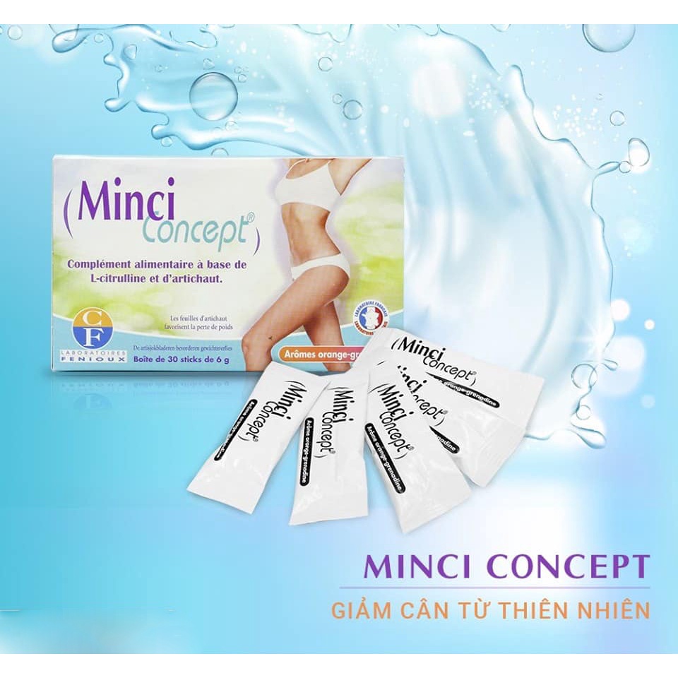 Giảm cân Minci Concept, Pháp (30 gói) giảm mỡ bụng eo đùi cho phụ nữ an toàn, không gây mệt mỏi, mất nước