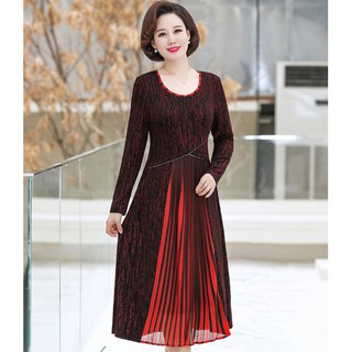 [SIÊU SALLE 30%] Đầm Voan dài tay trung niên - váy đầm trung tuổi cho mẹ
