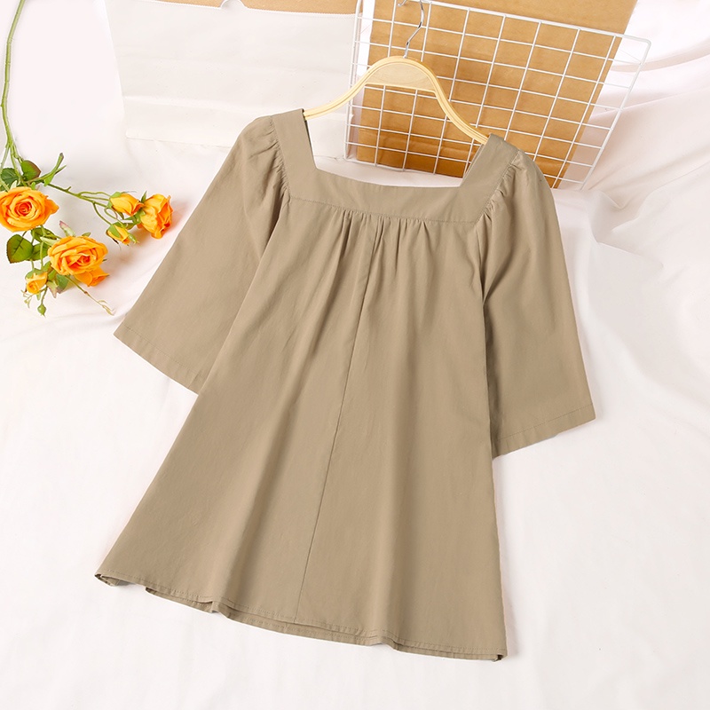 ZANZEA Áo Nữ Tay Ngắn Cổ Vuông Phong Cách Hàn Quốc Thời Trang